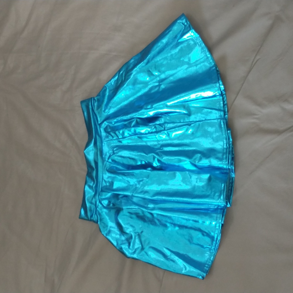 Exchic blue metallic skater mini skirt